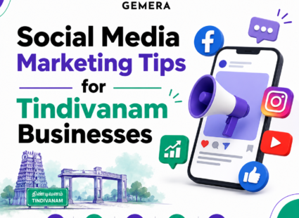 Small business owner in Tindivanam posting a product photo on social media using a smartphone